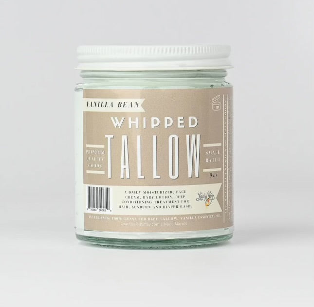 9 oz Vanilla Whipped Tallow, All Natural Grass Fed Beef Tallow Moisturizer
