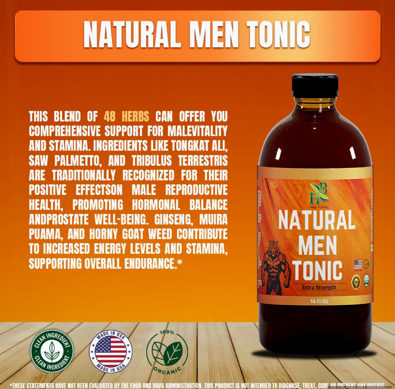 Daily Men's Wellness Tonic- All-Herbal Formula (16 oz)