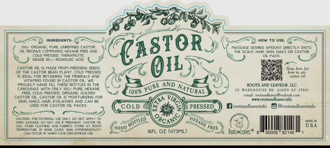 2 oz Organic Cold Pressed Castor Oil | Hexane-Free | USA Bottled