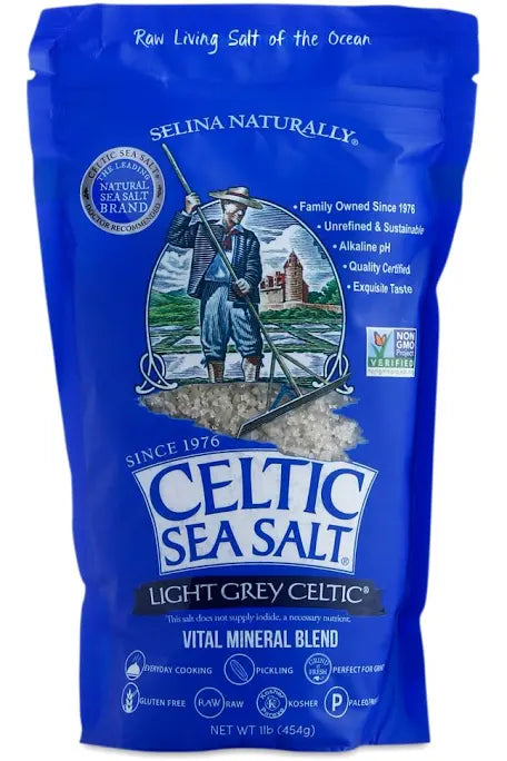 Celtic Sea Salt, Fine Ground - 1/2 lbs (8 oz) Resealable Bag